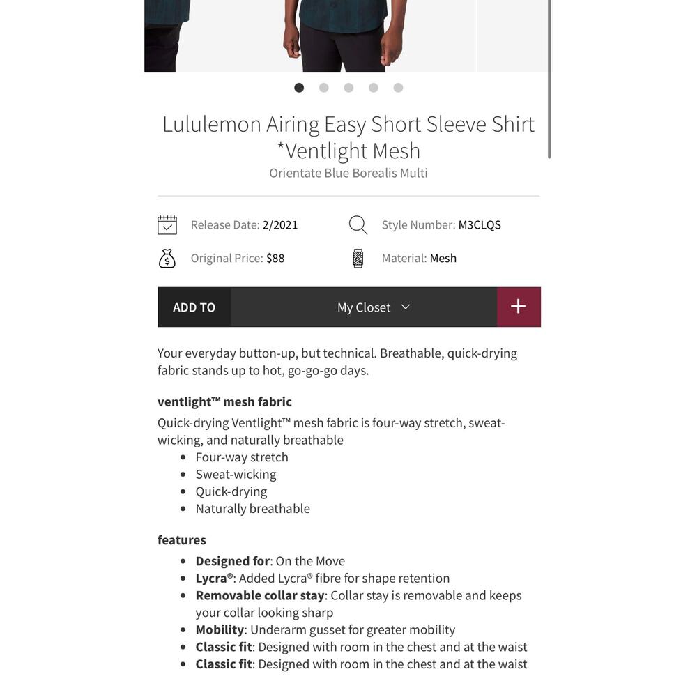 Lululemon Mens Airing Easy Short Sleeve Shirt Size Medium - Picture 10 of 10